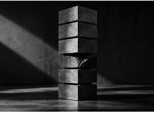 A stacked stone structure with one visibly cracked block